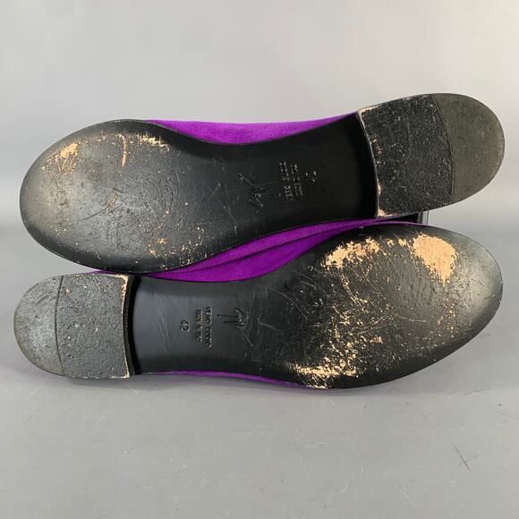 GIUSEPPE ZANOTTI Size 9 Purple Suede Slip On Metal Tassel Loafers - Picture 6 of 8